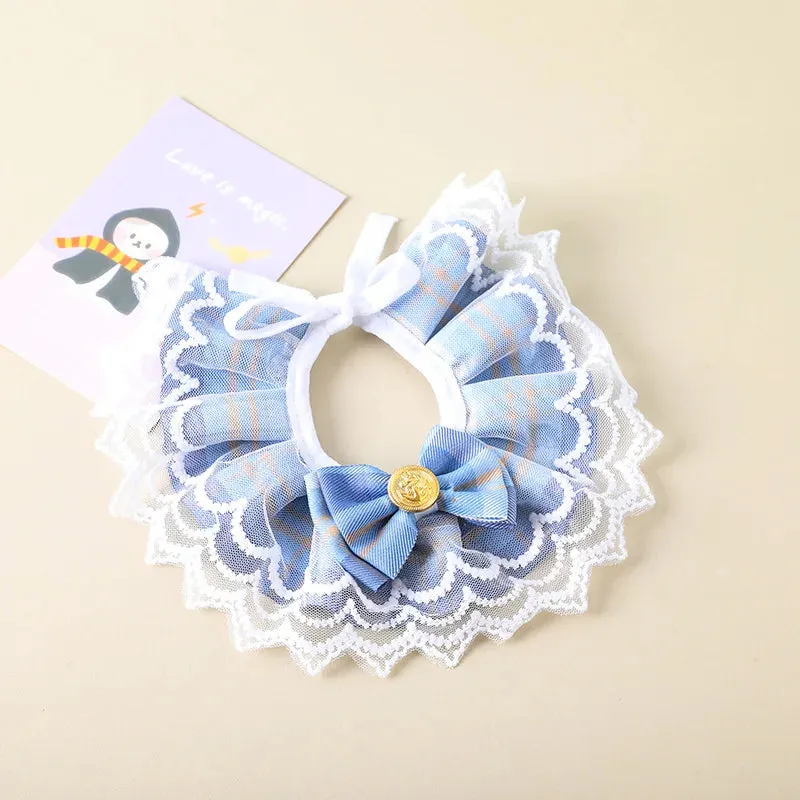 ✨ Elegant Pearl & Lace Pet Bib 🎀 Chic Ribbon Scarf for Pawsome Parties 🐾💖