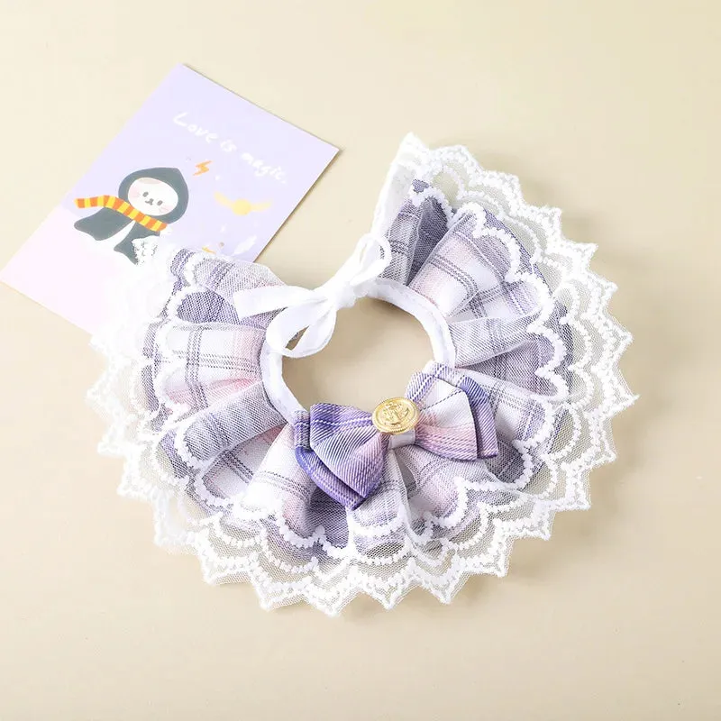 ✨ Elegant Pearl & Lace Pet Bib 🎀 Chic Ribbon Scarf for Pawsome Parties 🐾💖