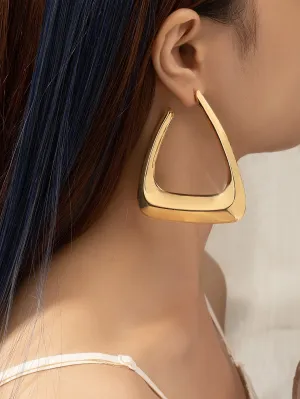 1 Pair Retro Metal Glossy U-shaped Simple Earrings - Gold