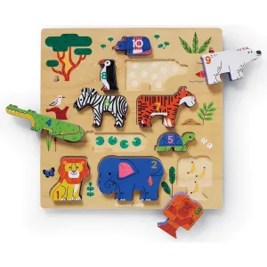 10 Pc Stacking Wood Puzzle 123 Zoo