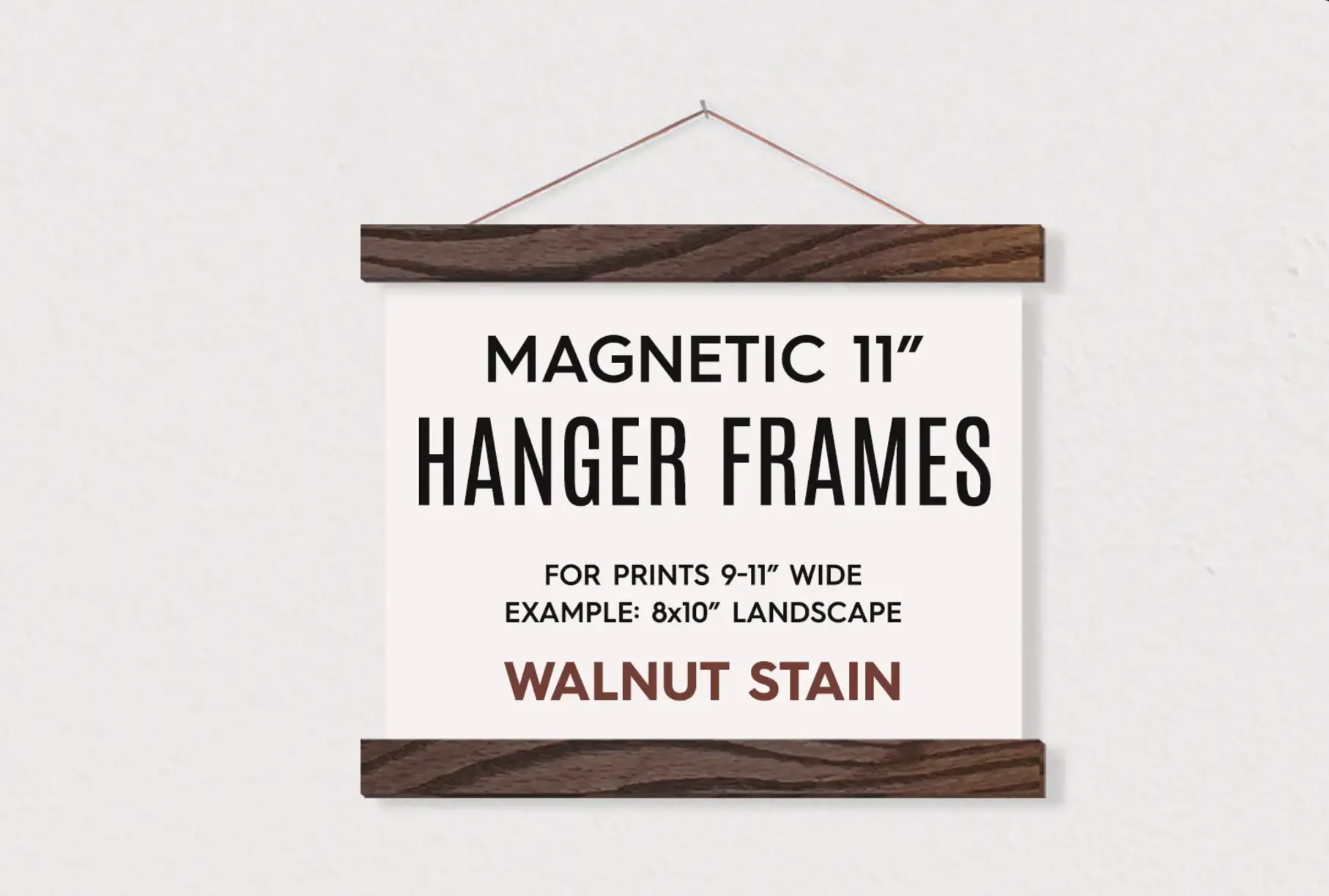 11" Magnetic Wooden Hanger Frame Walnut Finish