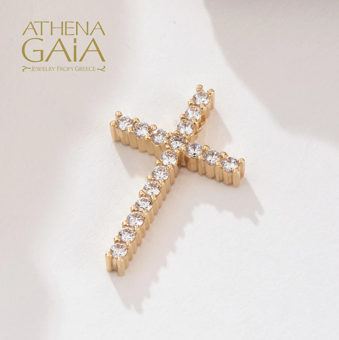 14k Gold Simple Pave Latin Cross