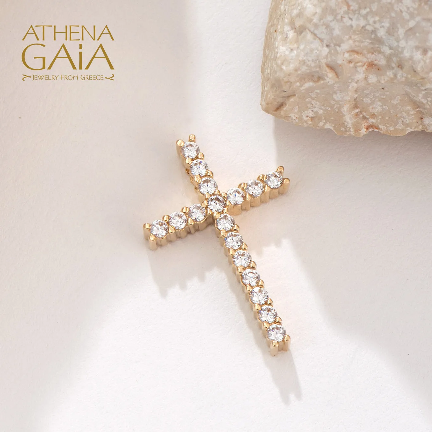 14k Gold Simple Pave Latin Cross