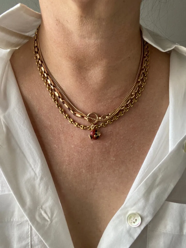 18k gold with red enamel tropical fish pendant or charm