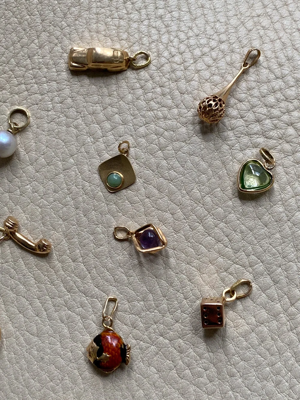 18k gold with red enamel tropical fish pendant or charm