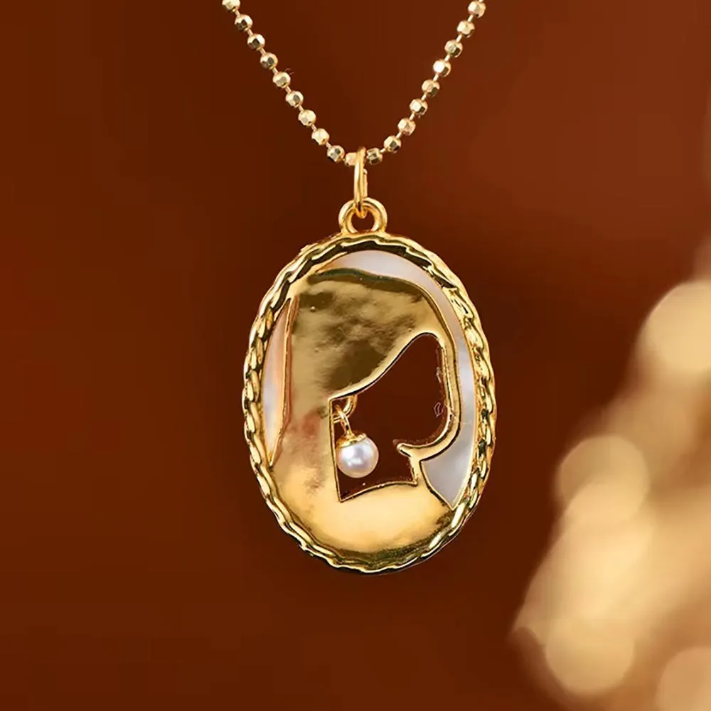 18K Solid Gold Natural Freshwater Pearl Diamond Pendant Girl Elegant Charm Jewelry