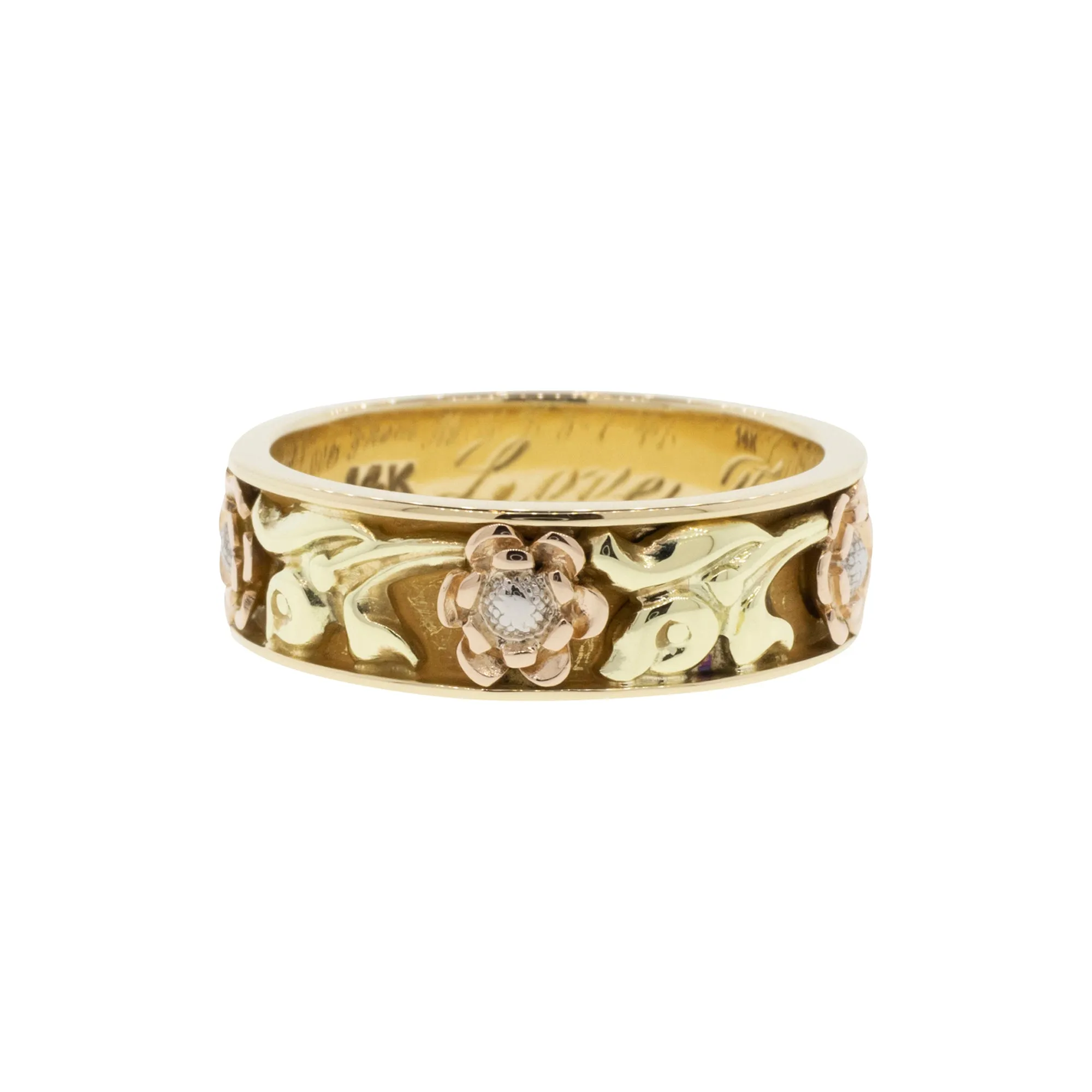 1940's Tri-Tone Floral Wedding Band