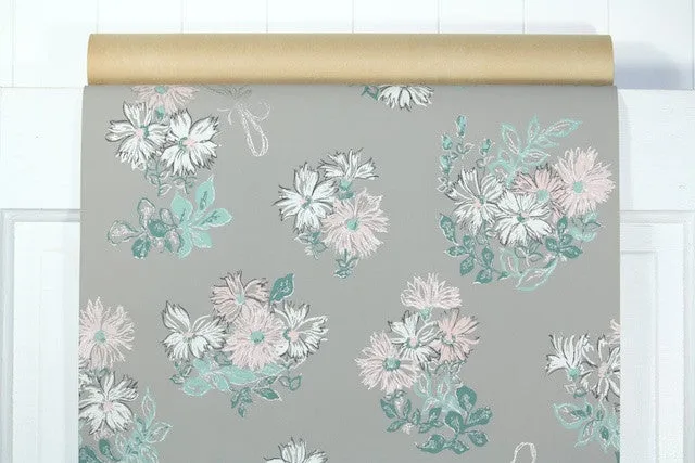 1950s Floral Vintage Wallpaper