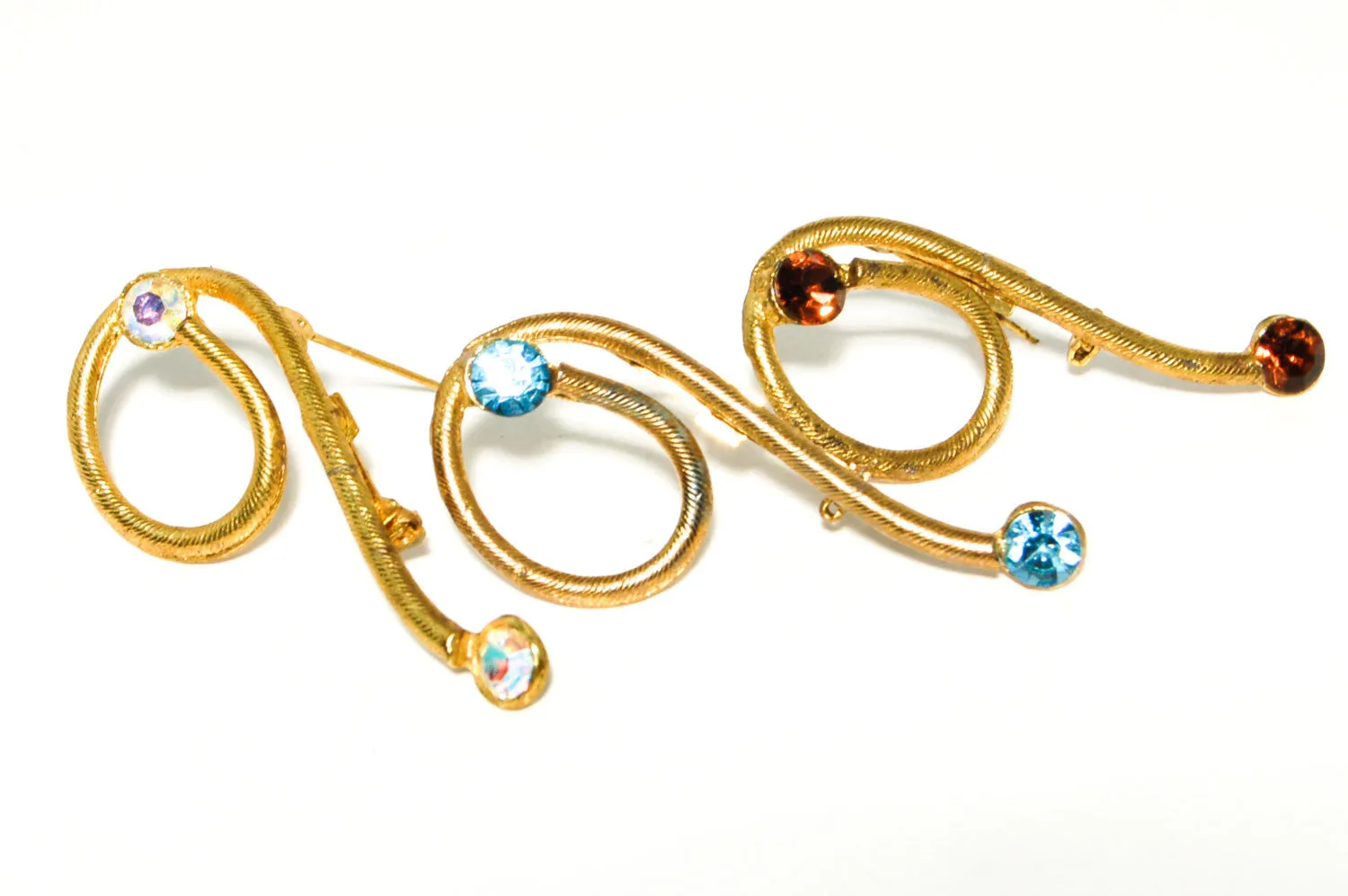 1950's Three  Rhinestone Brooch Set