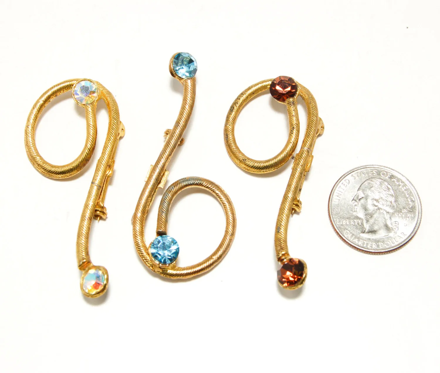 1950's Three  Rhinestone Brooch Set