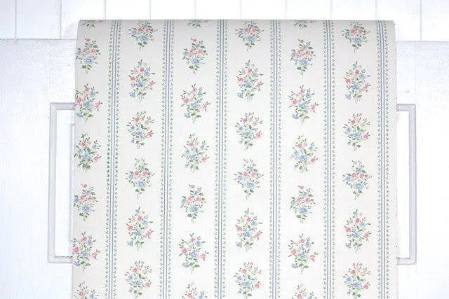 1960s Floral Stripe Vintage Wallpaper