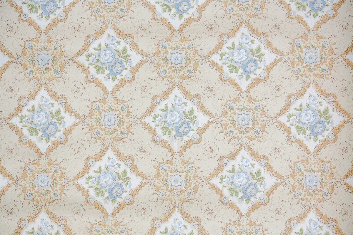 1960s Floral Vintage Wallpaper