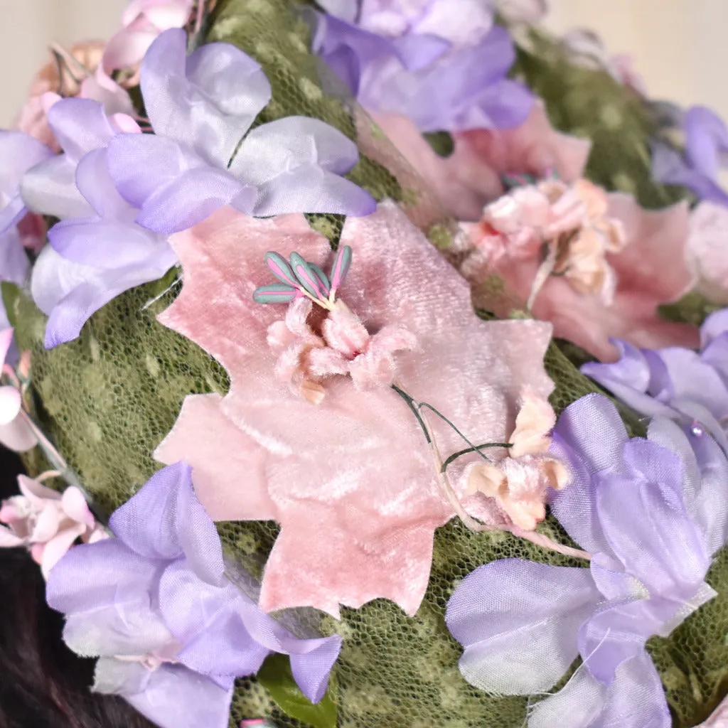1960s Pink Floral Pillbox Hat