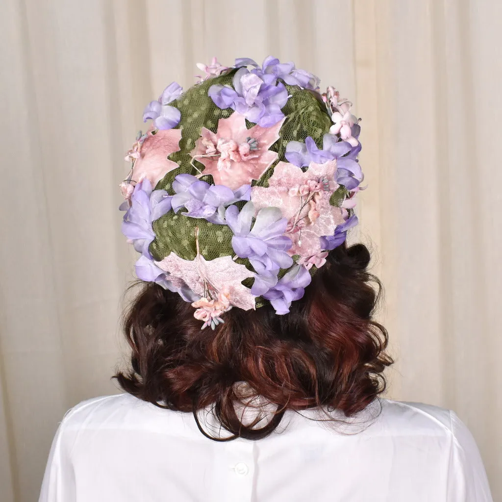 1960s Pink Floral Pillbox Hat
