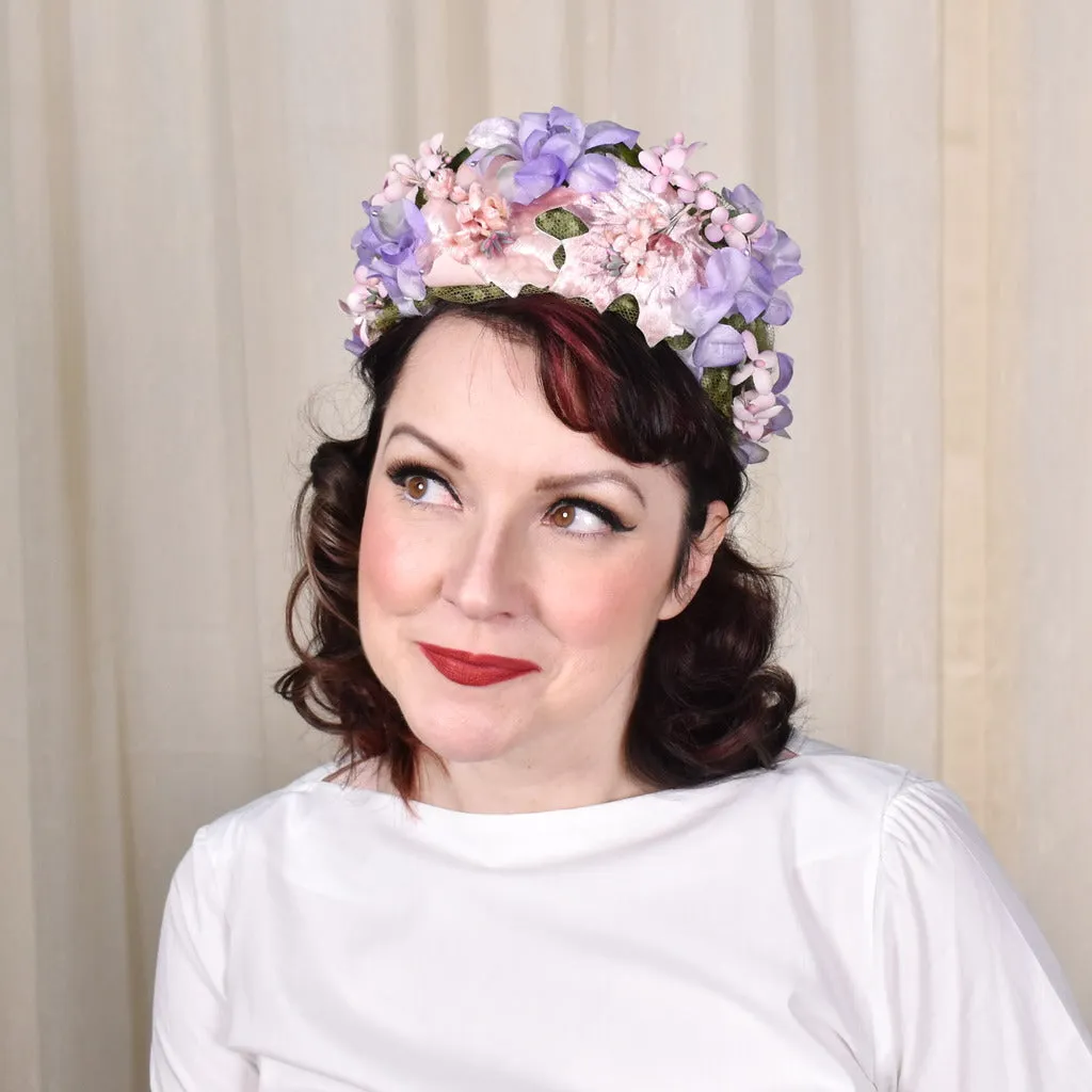 1960s Pink Floral Pillbox Hat