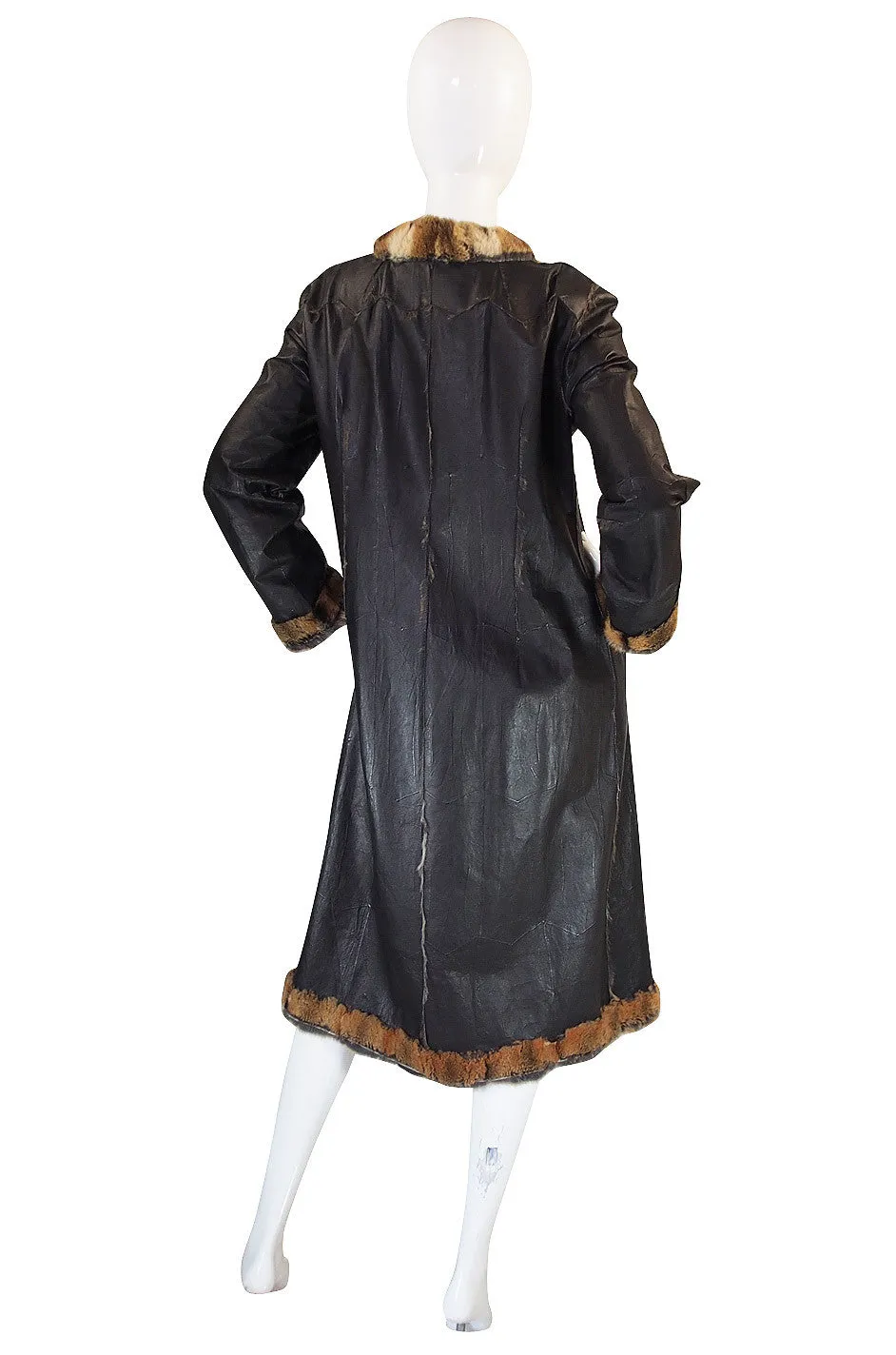 1960s Reversible Piecework Leather and Fur Coat