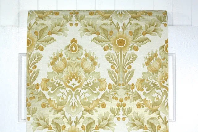 1970s Floral Damask Vintage Wallpaper