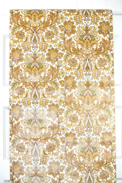 1970s Floral Damask Vintage Wallpaper