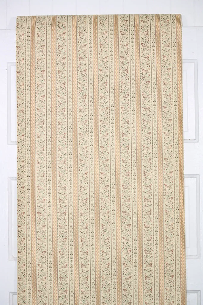 1970s Floral Stripe Vintage Wallpaper