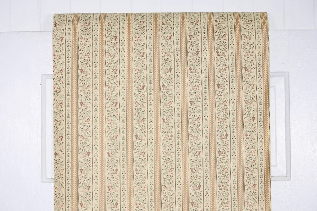 1970s Floral Stripe Vintage Wallpaper