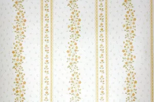1970s Floral Stripe Vintage Wallpaper
