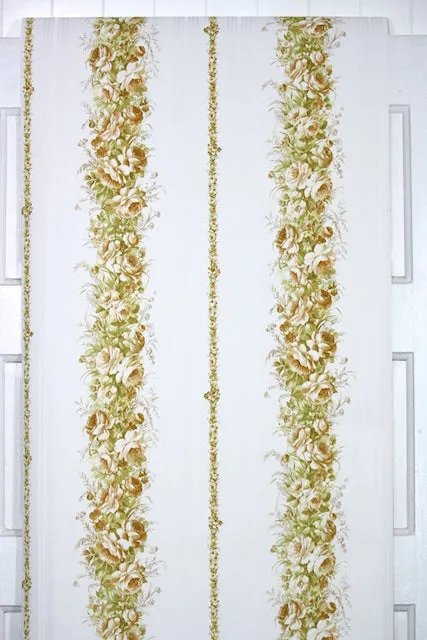 1970s Floral Stripe Vintage Wallpaper