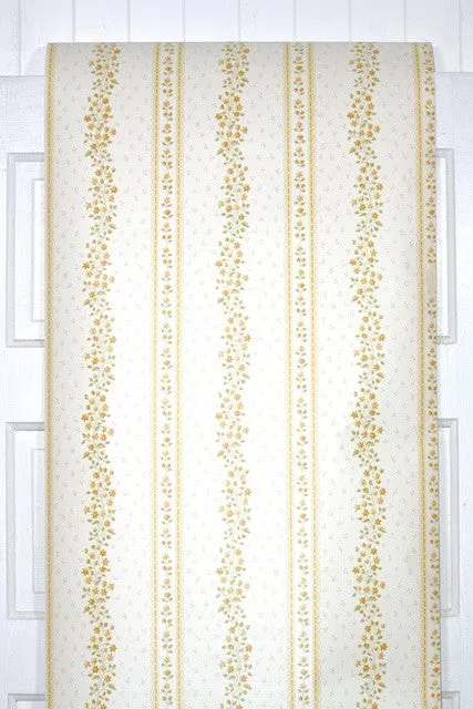 1970s Floral Stripe Vintage Wallpaper