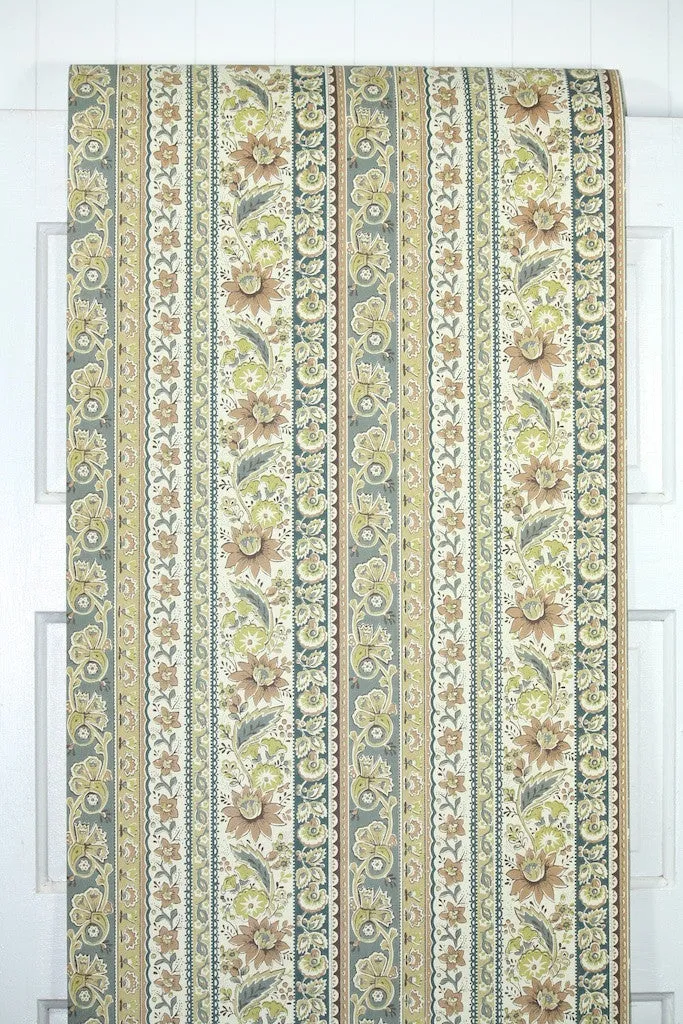 1970s Floral Stripe Vintage Wallpaper