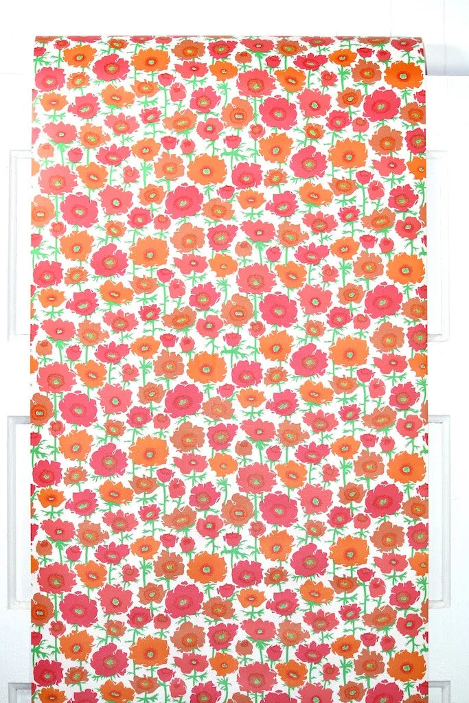 1970s Floral Vintage Wallpaper