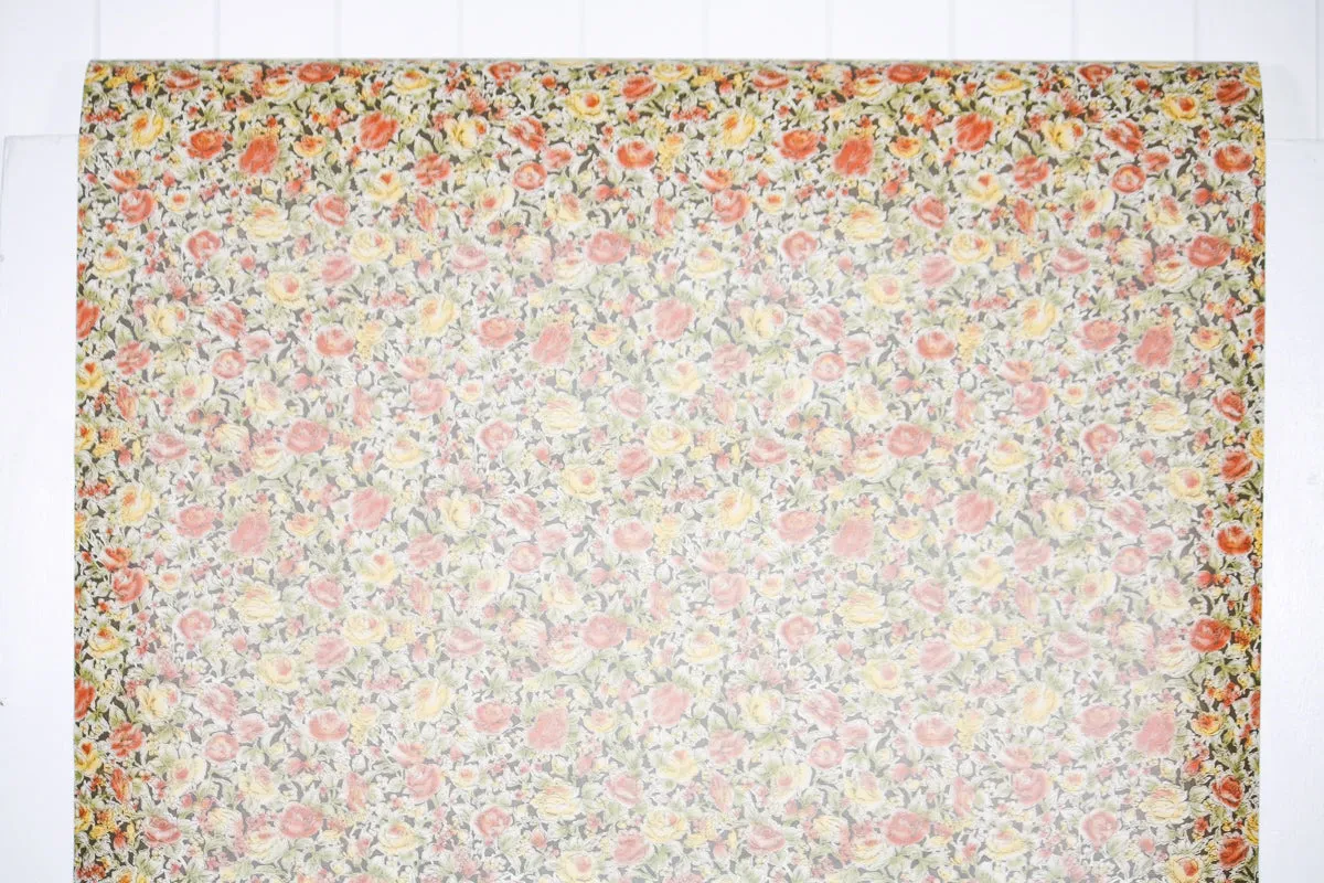 1970s Floral Vinyl Vintage Wallpaper