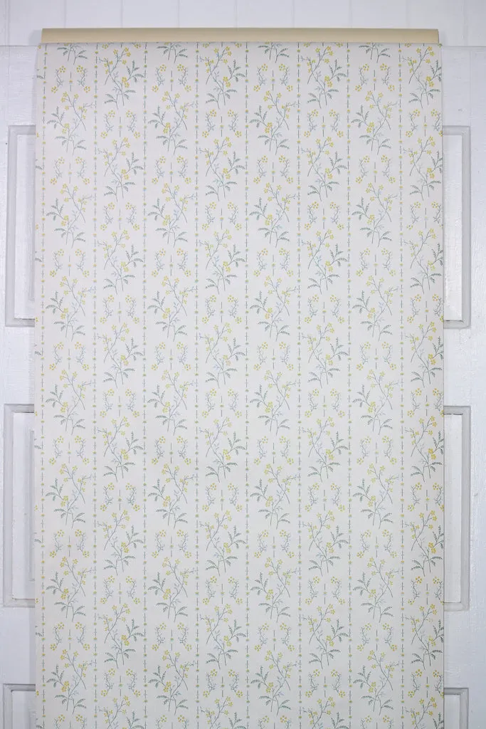 1980s Floral Stripe Vintage Wallpaper