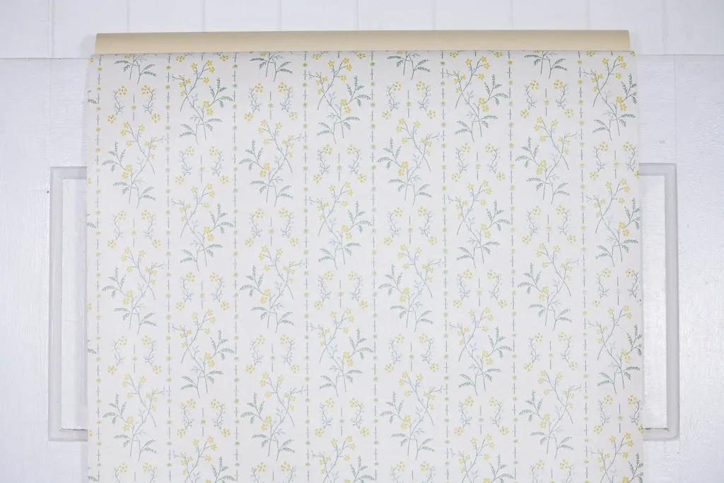 1980s Floral Stripe Vintage Wallpaper