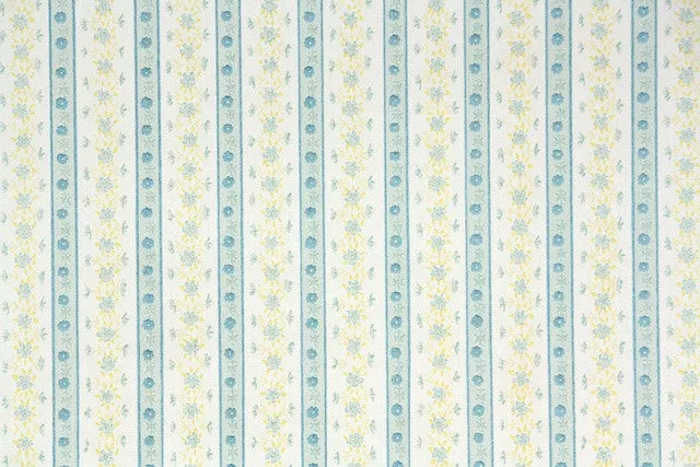 1980s Floral Stripe Vintage Wallpaper