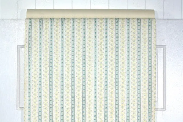 1980s Floral Stripe Vintage Wallpaper
