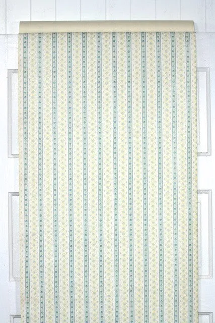 1980s Floral Stripe Vintage Wallpaper