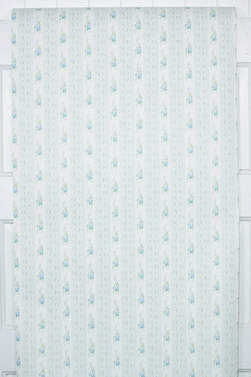 1980s Floral Stripe Vintage Wallpaper