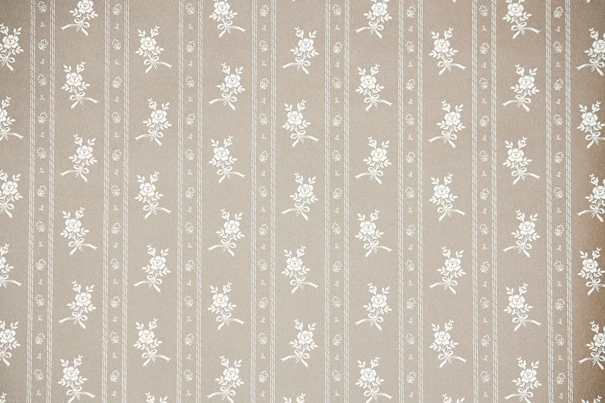 1980s Floral Stripe Vintage Wallpaper