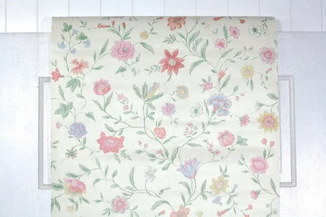 1980s Floral Vintage Wallpaper