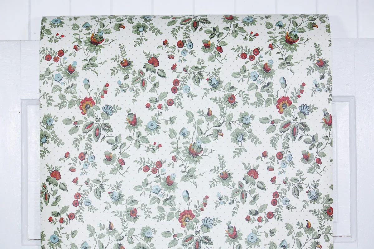 1980s Floral Vintage Wallpaper