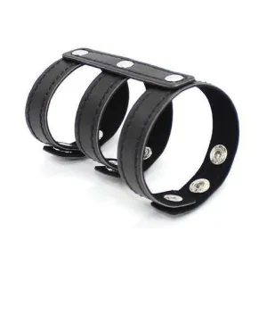 2291DL      Leather 3 Strap Cock & Balls Straps - LAST CHANCE - Final Closeout!