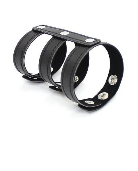 2291DL      Leather 3 Strap Cock & Balls Straps - LAST CHANCE - Final Closeout!