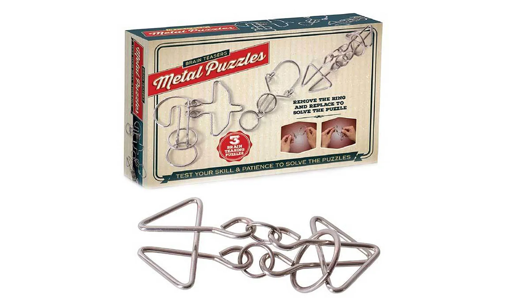 3-Pack: Brain Teasers Mind Games IQ Metal Puzzles