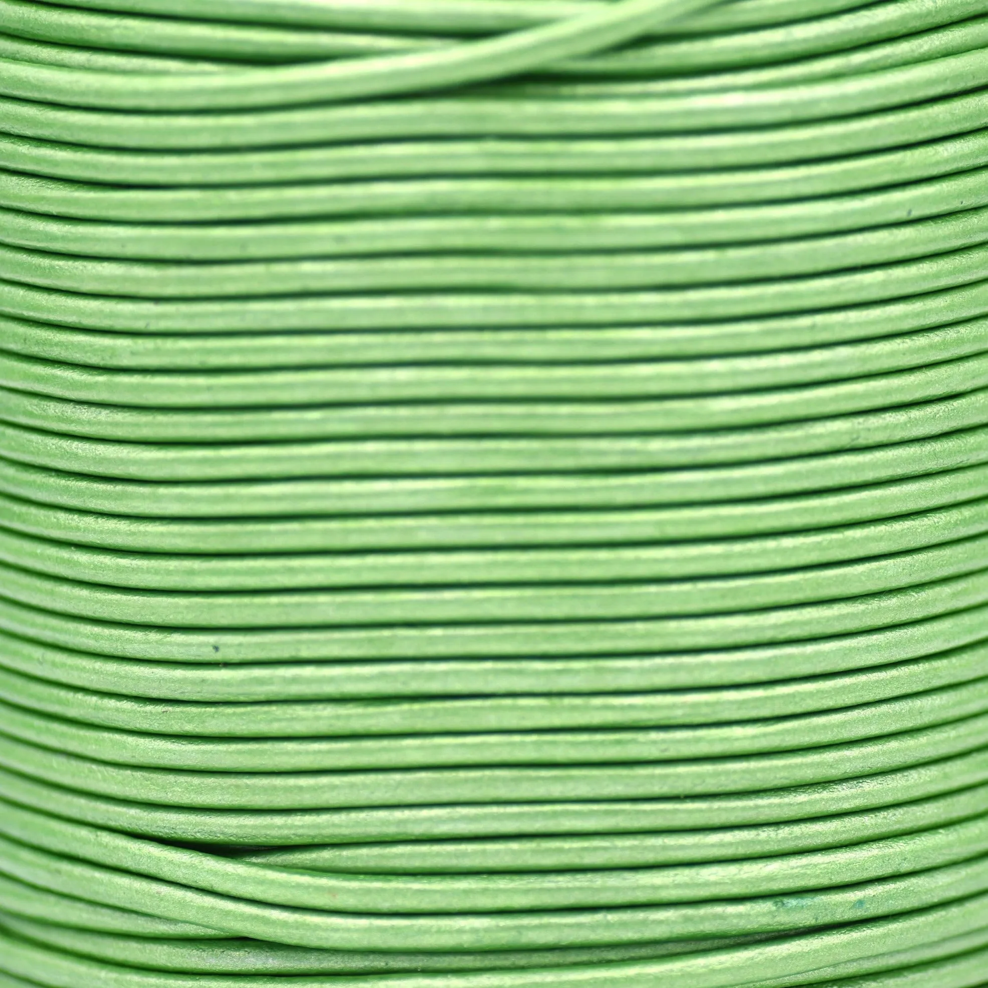 3mm Metallic Green Leather Cord - Round - Premium Quality - Indian Leather - Wrap Bracelet Making Findings Lead Free - Necklace Making