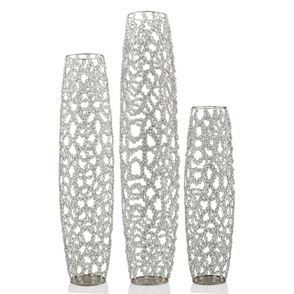 40"  Bling Faux Crystal Abstract Twigs Barrel Floor Vase