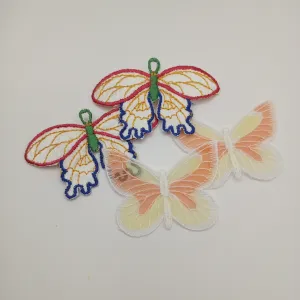 4pcs Flutterby Butterflies Patch Set, Vintage Butterfly iron-on patches, Sew-on Sheer Embroidery Butterfly Appliques Decorative Patches #530