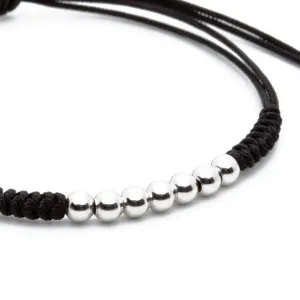 7 Plated 18K White Gold Balls Bracelet - 8 Colours Waxed Cord