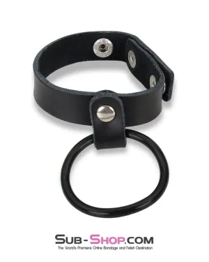 7273M      Leather Cock Strap with Rubber Ring Erection Enhancer - LAST CHANCE - Final Closeout!