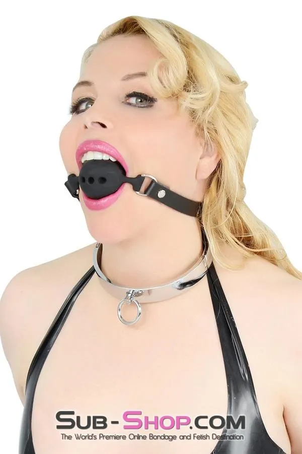 7364A      Large Black Silicone Ball Gag with Breather Holes