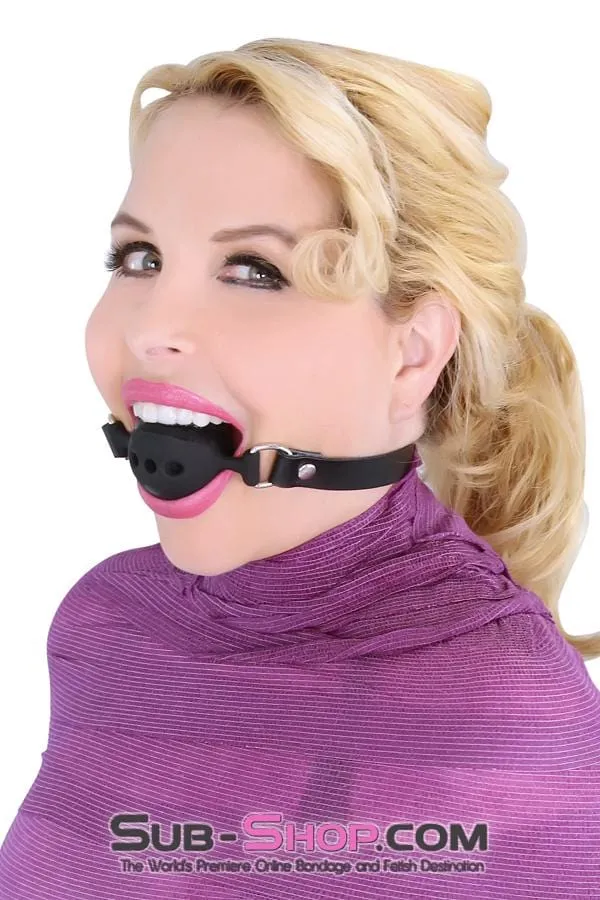 7364A      Large Black Silicone Ball Gag with Breather Holes