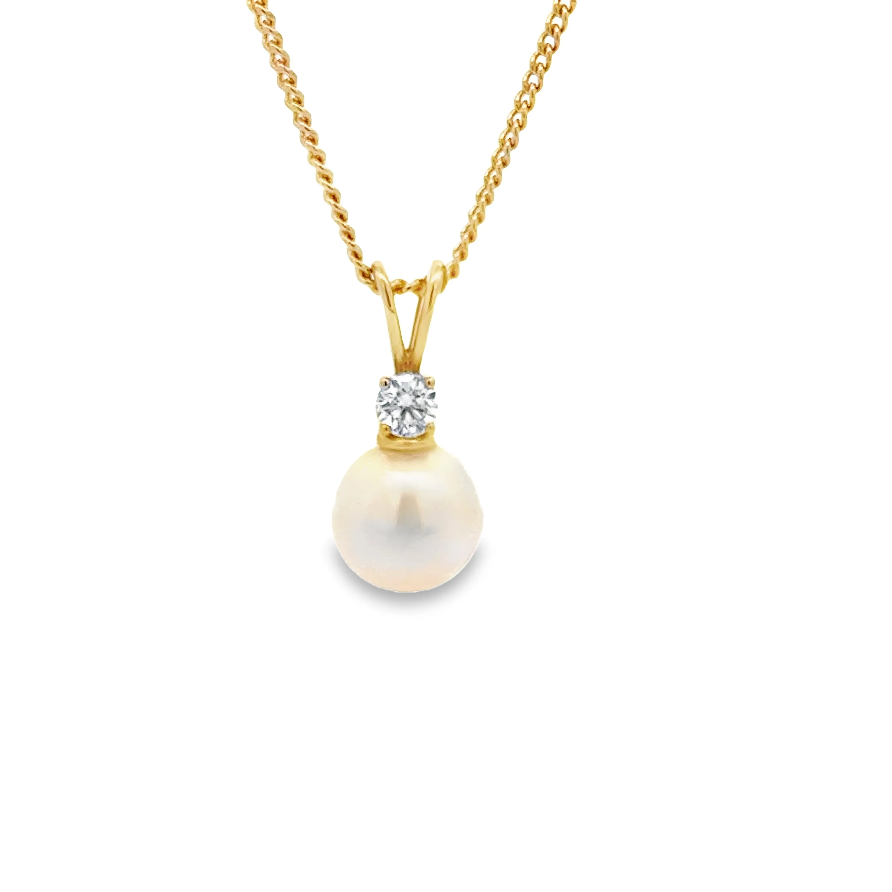 9ct Yellow Gold 12mm South Sea Pearl and Lab Grown Diamond Pendant TDW= 0.25ct